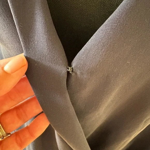 Halston Heritage Deep Blue Silk Draped Blouse - Picture 4 of 7